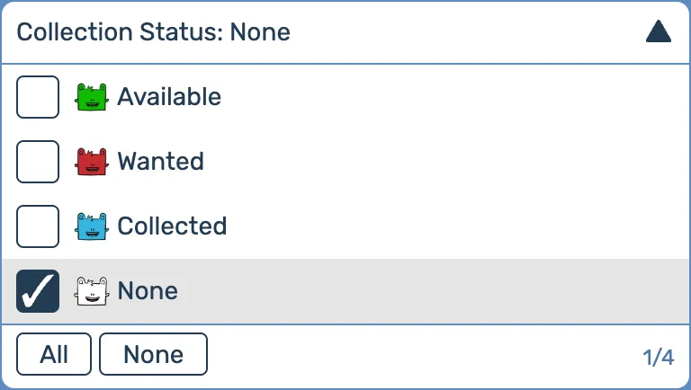 Collection Status filter showing None option